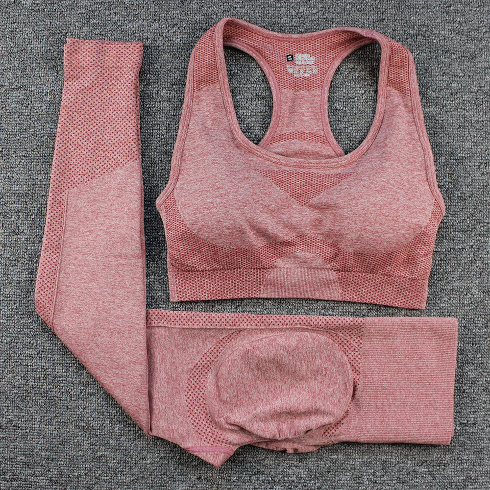 High Quality Women 2 Piece High Waist Scrunch Butt Leggings Sports Bra Workout Clothing Seamless Yoga Set Gym Fitness Sets