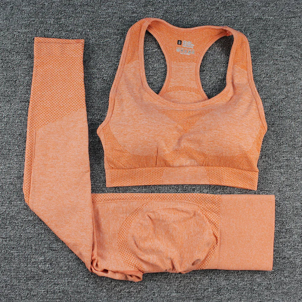 High Quality Women 2 Piece High Waist Scrunch Butt Leggings Sports Bra Workout Clothing Seamless Yoga Set Gym Fitness Sets
