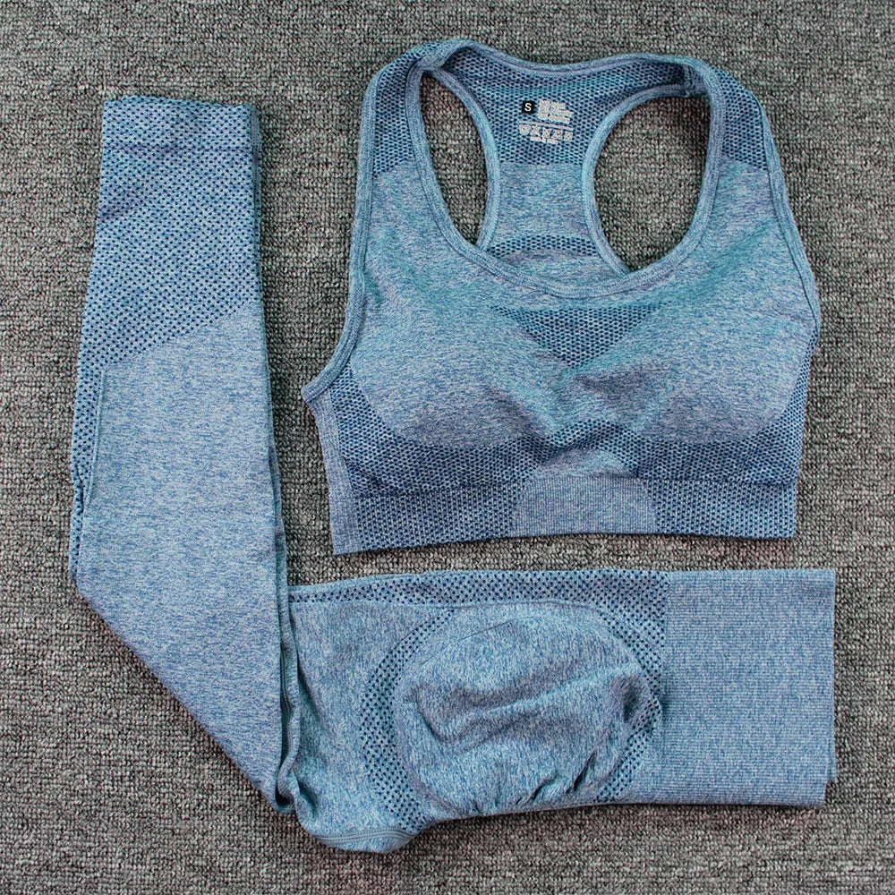High Quality Women 2 Piece High Waist Scrunch Butt Leggings Sports Bra Workout Clothing Seamless Yoga Set Gym Fitness Sets
