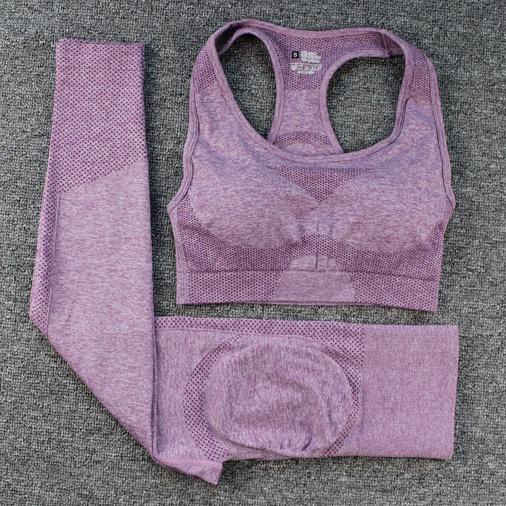 High Quality Women 2 Piece High Waist Scrunch Butt Leggings Sports Bra Workout Clothing Seamless Yoga Set Gym Fitness Sets