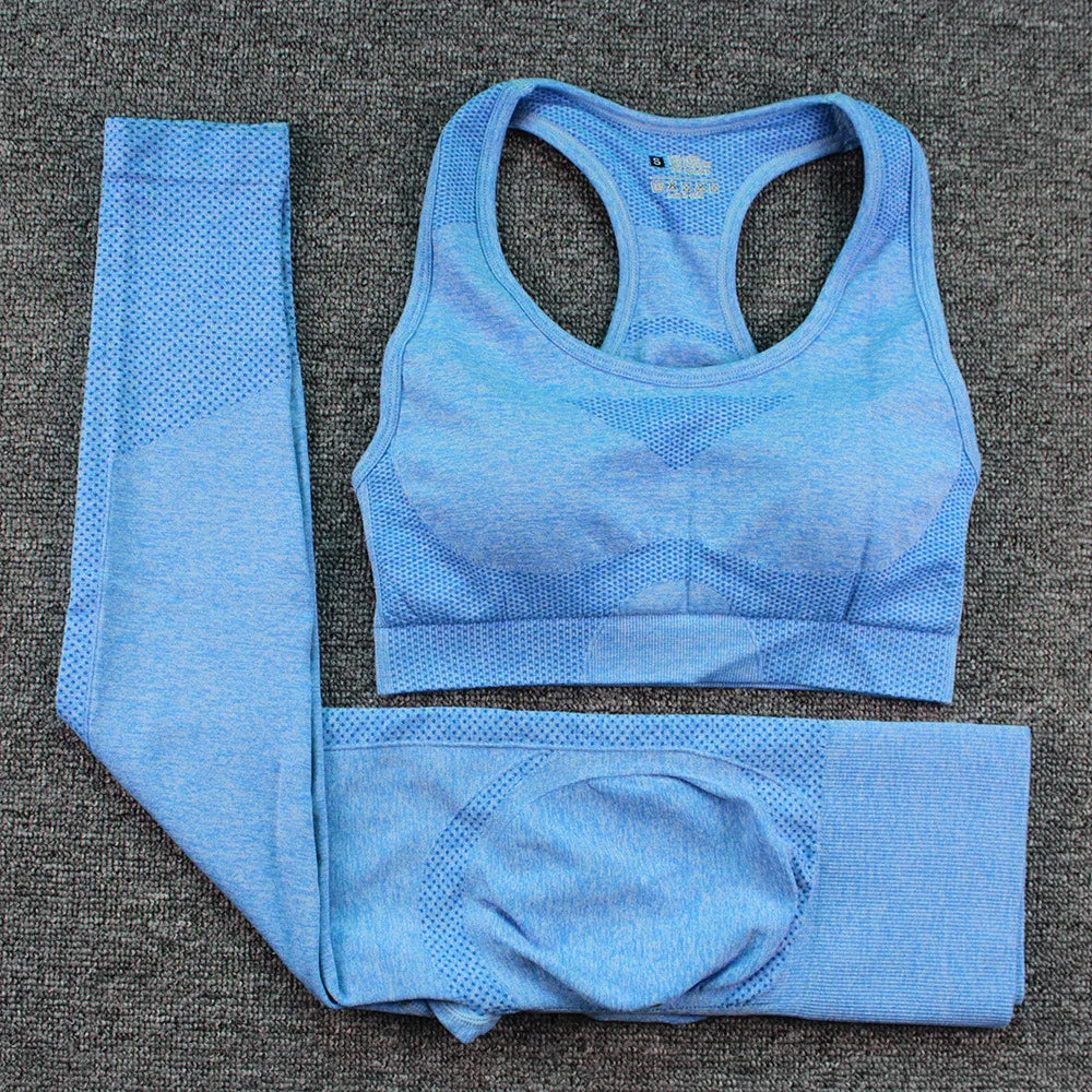 High Quality Women 2 Piece High Waist Scrunch Butt Leggings Sports Bra Workout Clothing Seamless Yoga Set Gym Fitness Sets