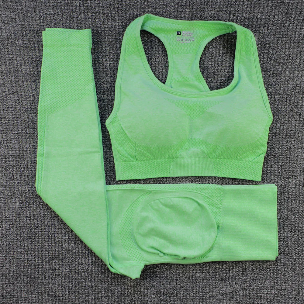 High Quality Women 2 Piece High Waist Scrunch Butt Leggings Sports Bra Workout Clothing Seamless Yoga Set Gym Fitness Sets