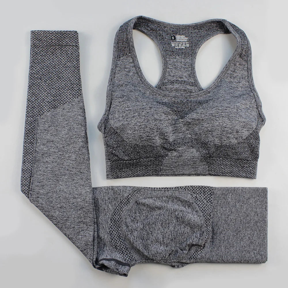 High Quality Women 2 Piece High Waist Scrunch Butt Leggings Sports Bra Workout Clothing Seamless Yoga Set Gym Fitness Sets
