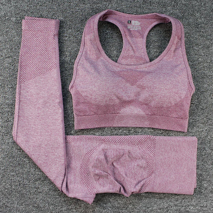 High Quality Women 2 Piece High Waist Scrunch Butt Leggings Sports Bra Workout Clothing Seamless Yoga Set Gym Fitness Sets