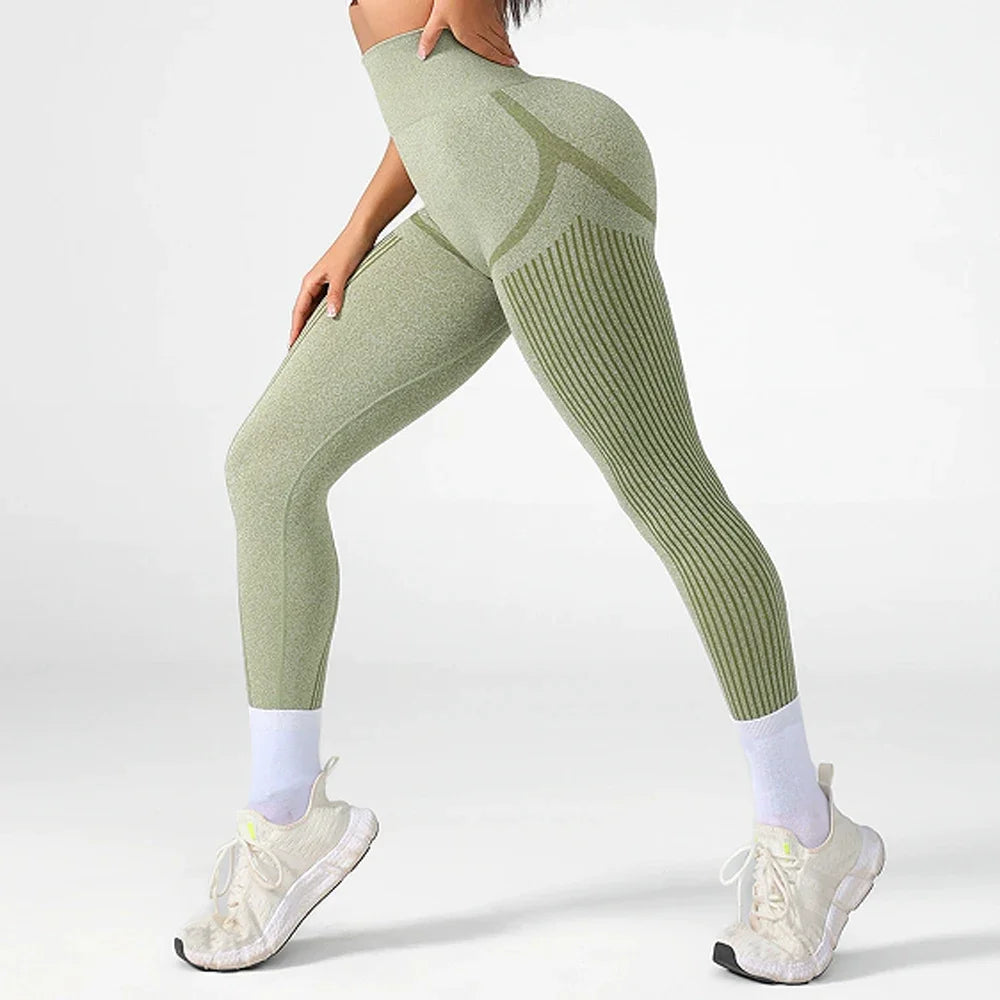 New 2025 Women Gym Leggings Line Butt Lifting Athletic Workout Scrunch Leggins Training Yoga Pants Sports Fitness Tights