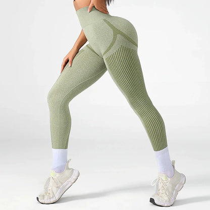 New 2025 Women Gym Leggings Line Butt Lifting Athletic Workout Scrunch Leggins Training Yoga Pants Sports Fitness Tights